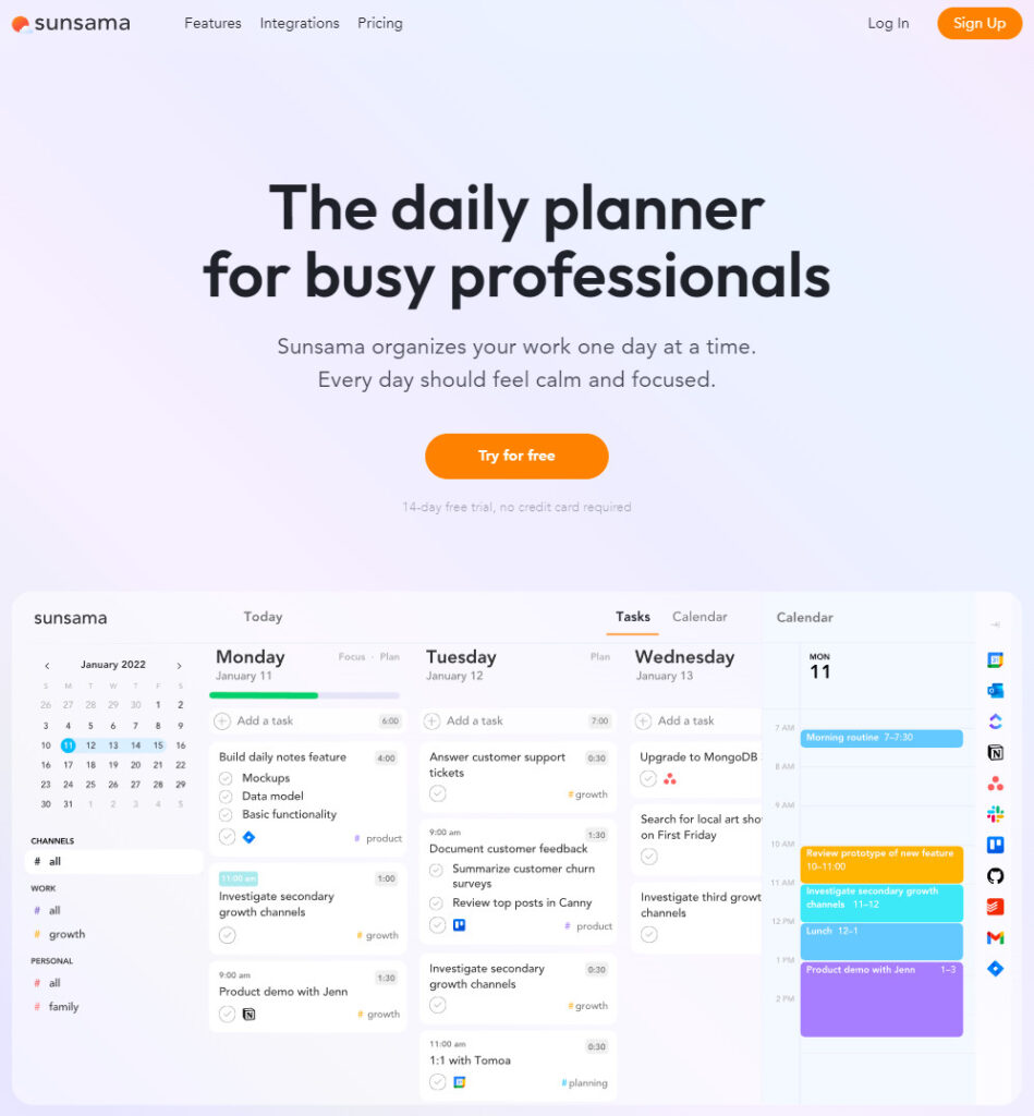 Sunsama is an agile-based desktop app and web-based daily planner app for tasks and calendar